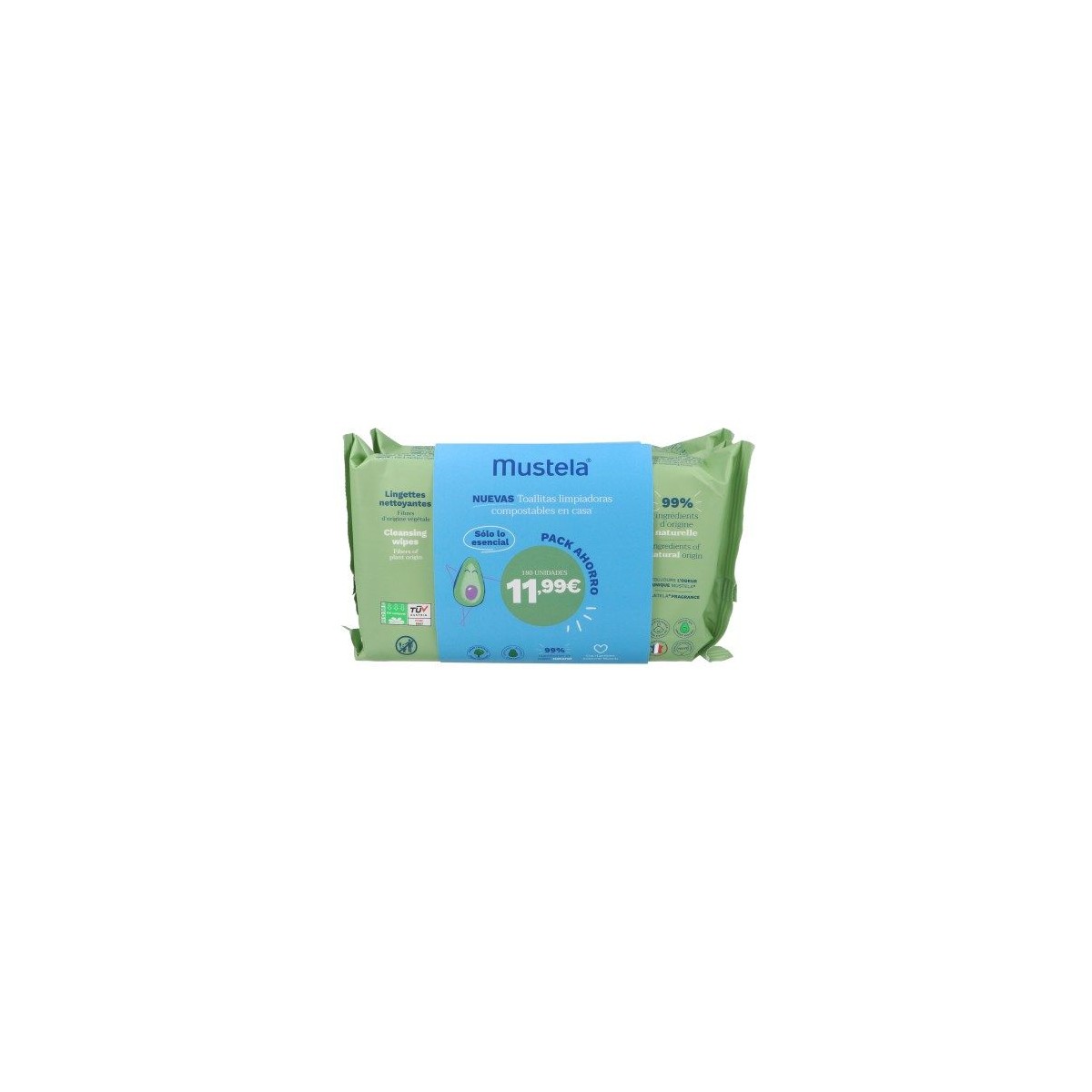 MUSTELA TOALLITAS  BIODEGRADABLES AGUACATE  3X60UN