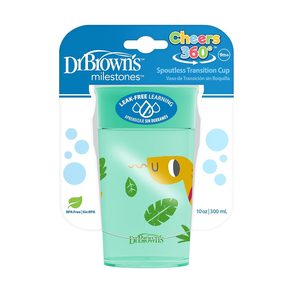 VASO 360º SIN BOQUILLA DR. BROWN´S VERDE 300ML