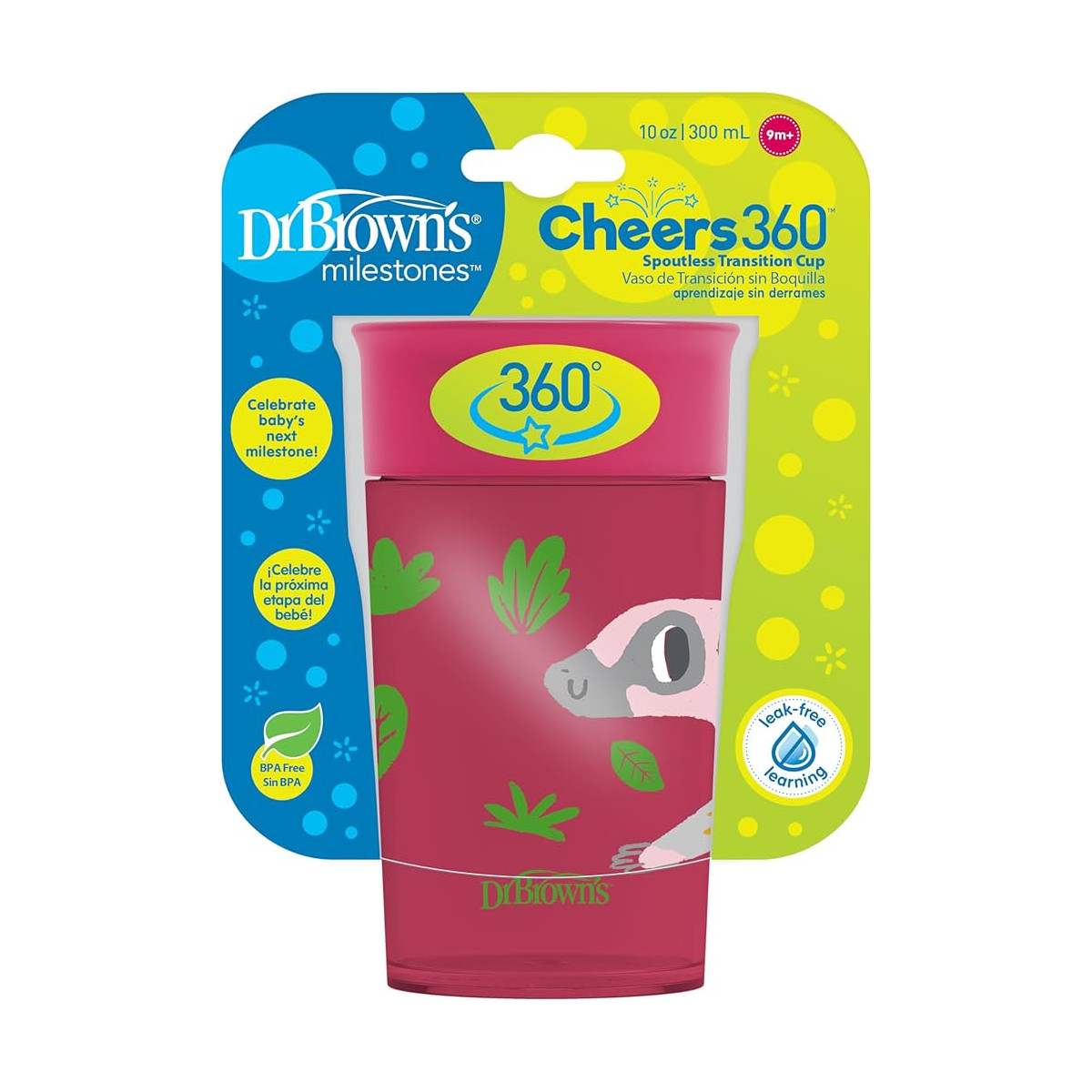 VASO 360º SIN BOQUILLA DR. BROWN¨S ROJO 300ML